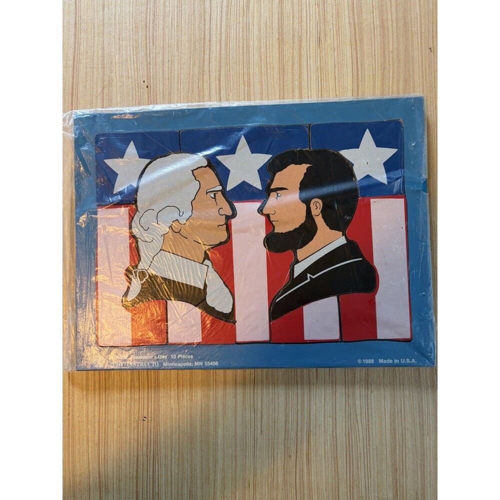 Judy/Instructo President’s Day Patriotic Wooden Tray Puzzle 10pc 1988 Age 4-7